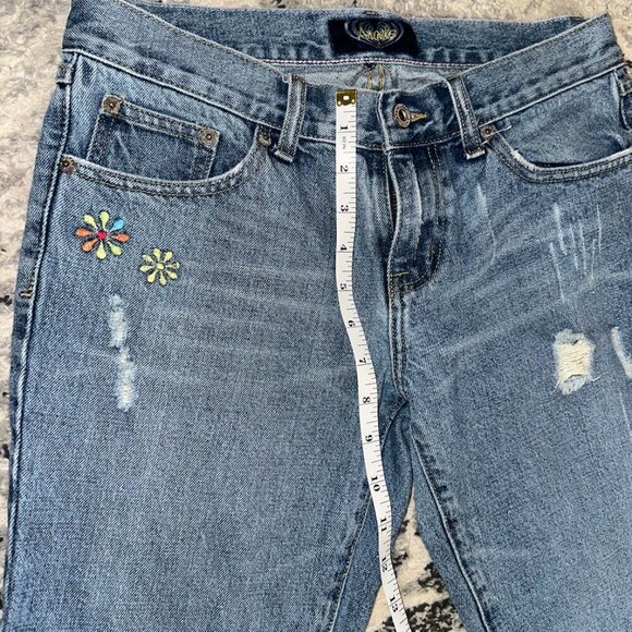 Vintage Angels Embroidered Jeans With Patches Rainbow Pockets Size 7 Women - Picture 13 of 16